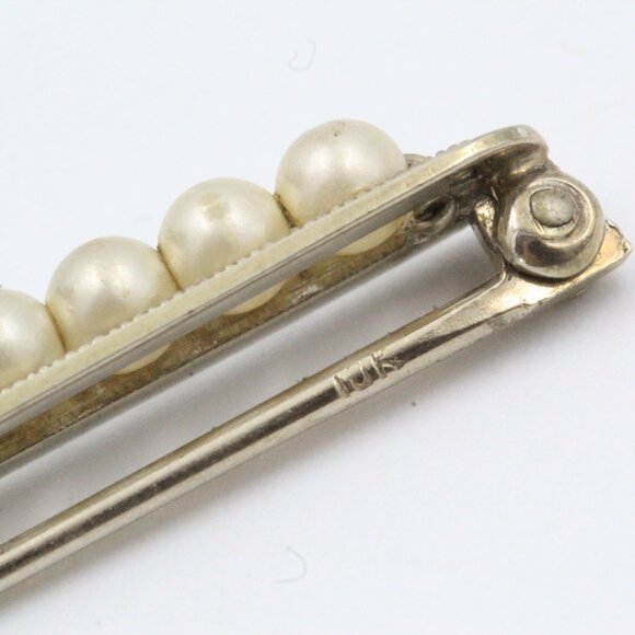 ANTIQUE ART NOUVEAU 10k GOLD PEARL BAR PIN - Picture 11 of 11
